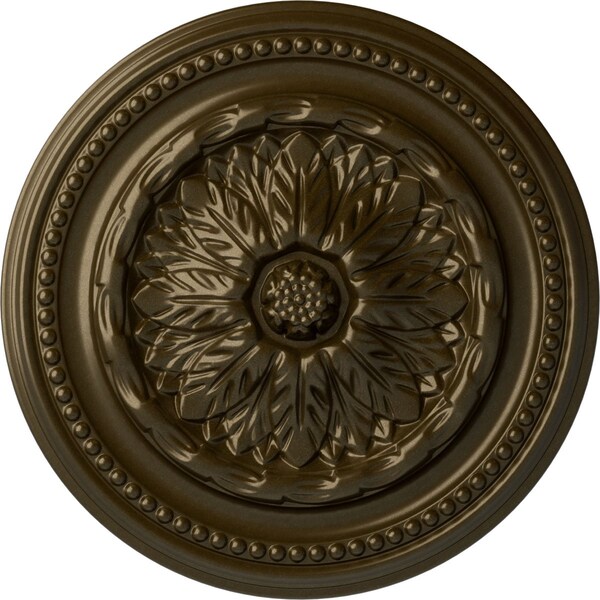 Ekena Millwork Chester Ceiling Medallion (Fits Canopies up to 2 1/4"), Hand-Painted Brass, 15 3/4"OD x 1 7/8"P CM15CHBRS - main